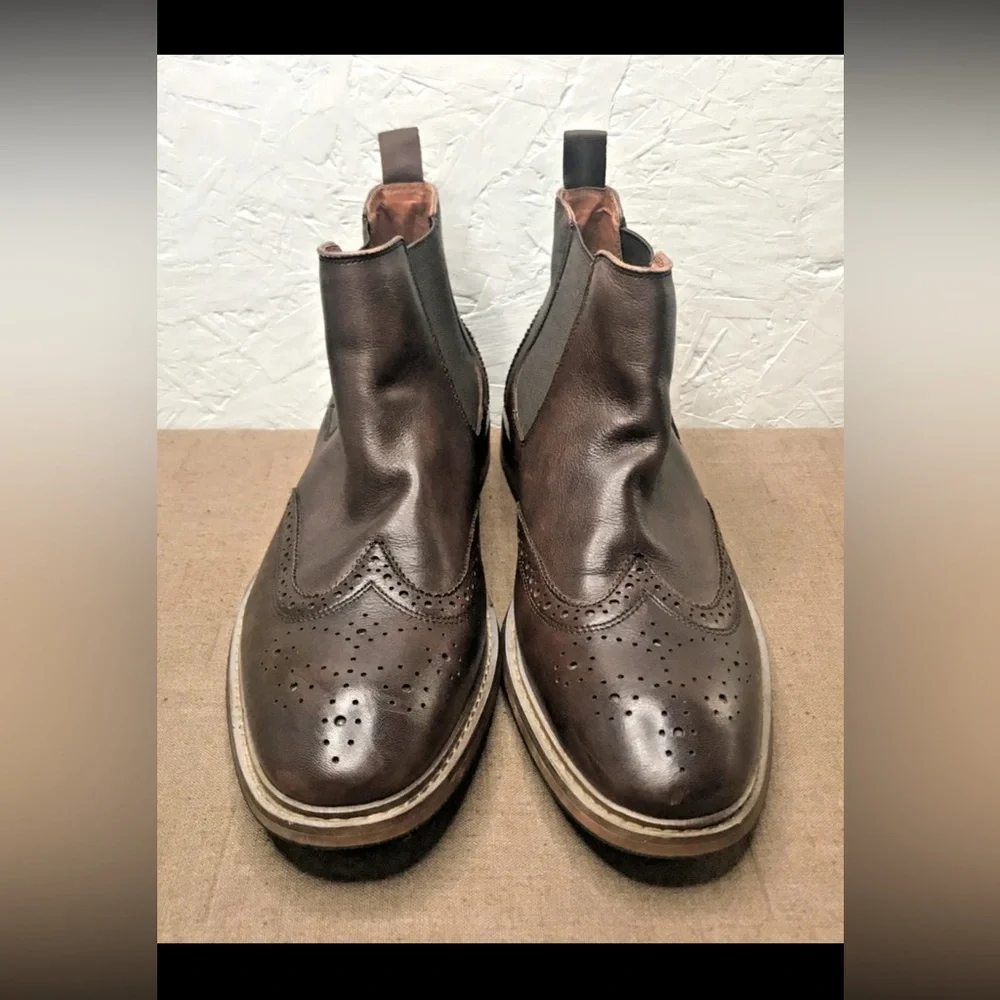 Florsheim Streets WT Men's Wingtip Chelsea Ankle Boots Brown Leather Size 8.5M